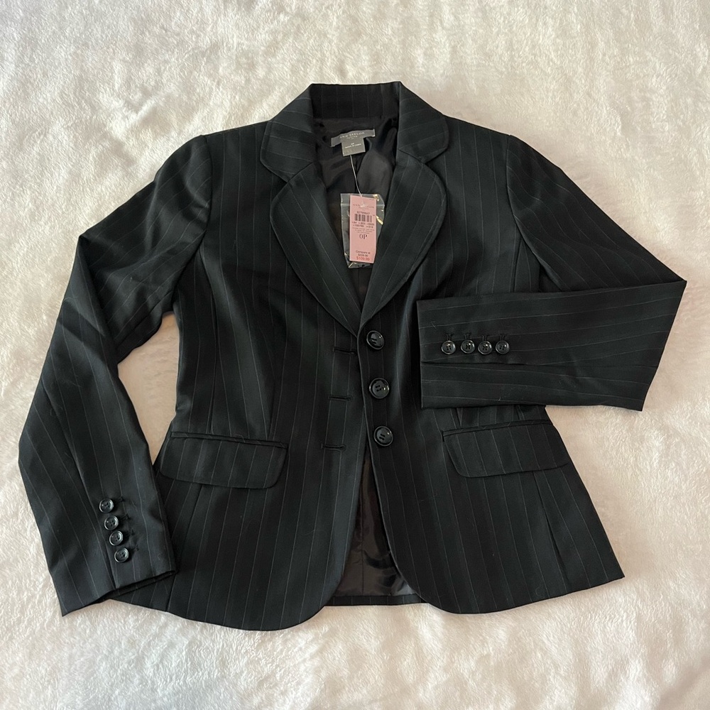 Ann Taylor Black Pinstripe Blazer
